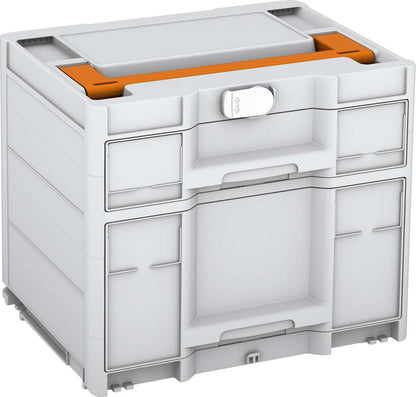 Systainer³ Sortainer/2 M 337, Light Grey with Deep Orange lid handle and White catches