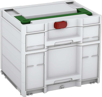 Systainer³ Sortainer/2 M 337, Light Grey with Emerald Green lid handle and Carmine Red catches