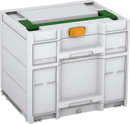 Systainer³ Sortainer/2 M 337, Light Grey with Emerald Green lid handle and Daffodil Yellow catches