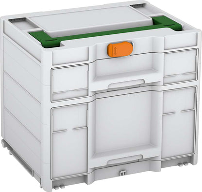 Systainer³ Sortainer/2 M 337, Light Grey with Emerald Green lid handle and Deep Orange catches