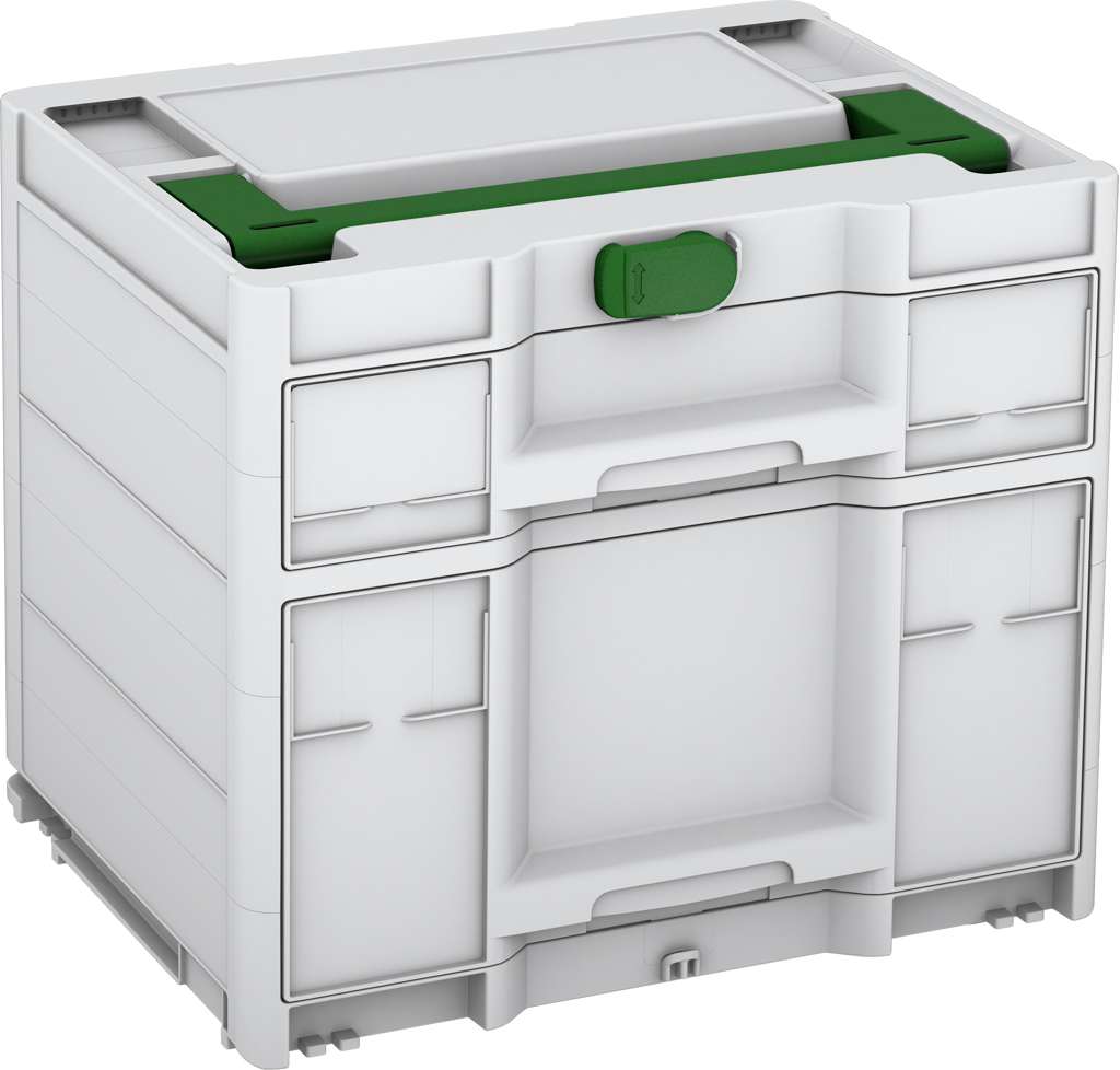 Systainer³ Sortainer/2 M 337, Light Grey with Emerald Green lid handle and Emerald Green catches