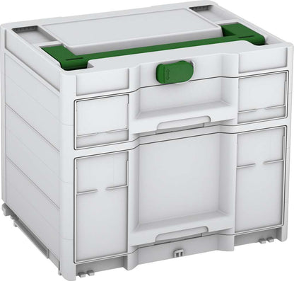 Systainer³ Sortainer/2 M 337, Light Grey with Emerald Green lid handle and Emerald Green catches