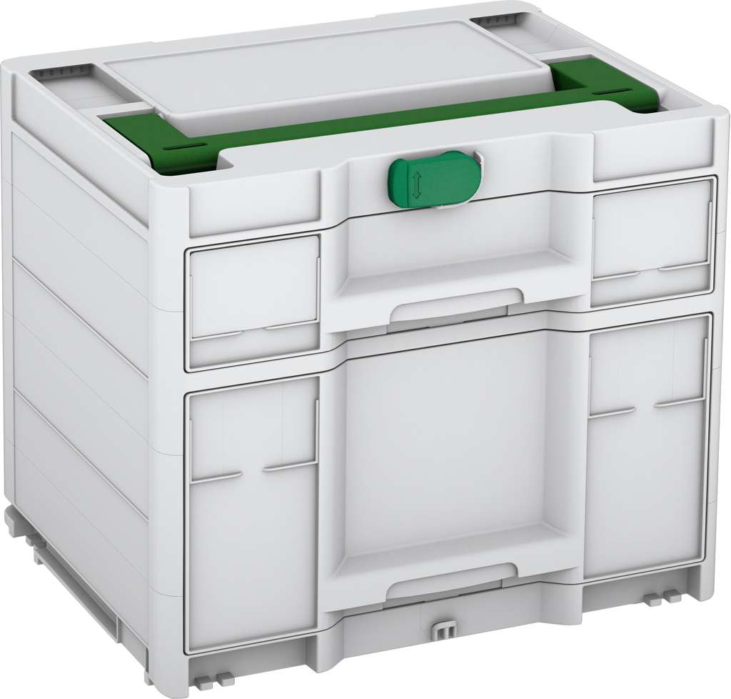 Systainer³ Sortainer/2 M 337, Light Grey with Emerald Green lid handle and Signal Green catches