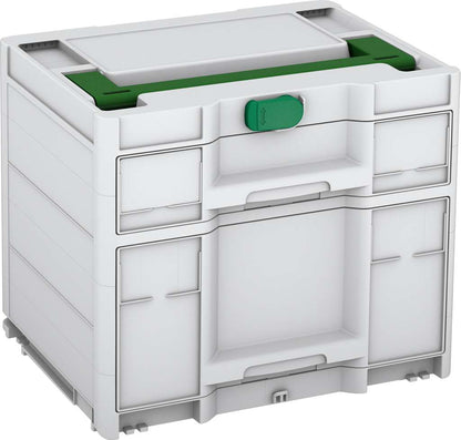 Systainer³ Sortainer/2 M 337, Light Grey with Emerald Green lid handle and Signal Green catches