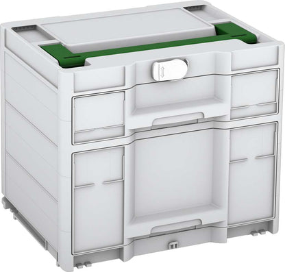 Systainer³ Sortainer/2 M 337, Light Grey with Emerald Green lid handle and White catches