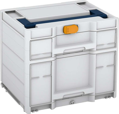 Systainer³ Sortainer/2 M 337, Light Grey with Sapphire Blue lid handle and Daffodil Yellow catches