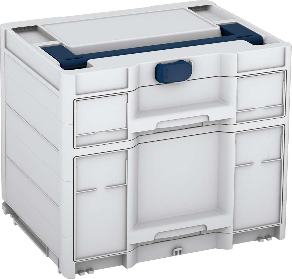 Systainer³ Sortainer/2 M 337, Light Grey with Sapphire Blue lid handle and Sapphire Blue catches