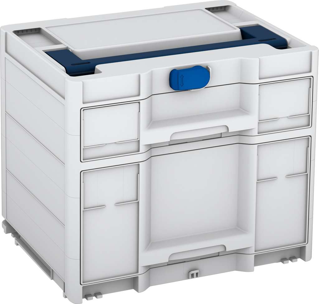 Systainer³ Sortainer/2 M 337, Light Grey with Sapphire Blue lid handle and Signal Blue catches