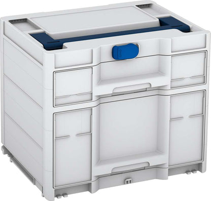 Systainer³ Sortainer/2 M 337, Light Grey with Sapphire Blue lid handle and Signal Blue catches