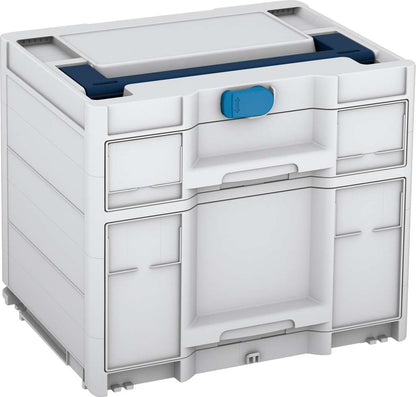 Systainer³ Sortainer/2 M 337, Light Grey with Sapphire Blue lid handle and Sky Blue catches