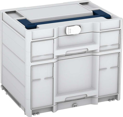 Systainer³ Sortainer/2 M 337, Light Grey with Sapphire Blue lid handle and White catches