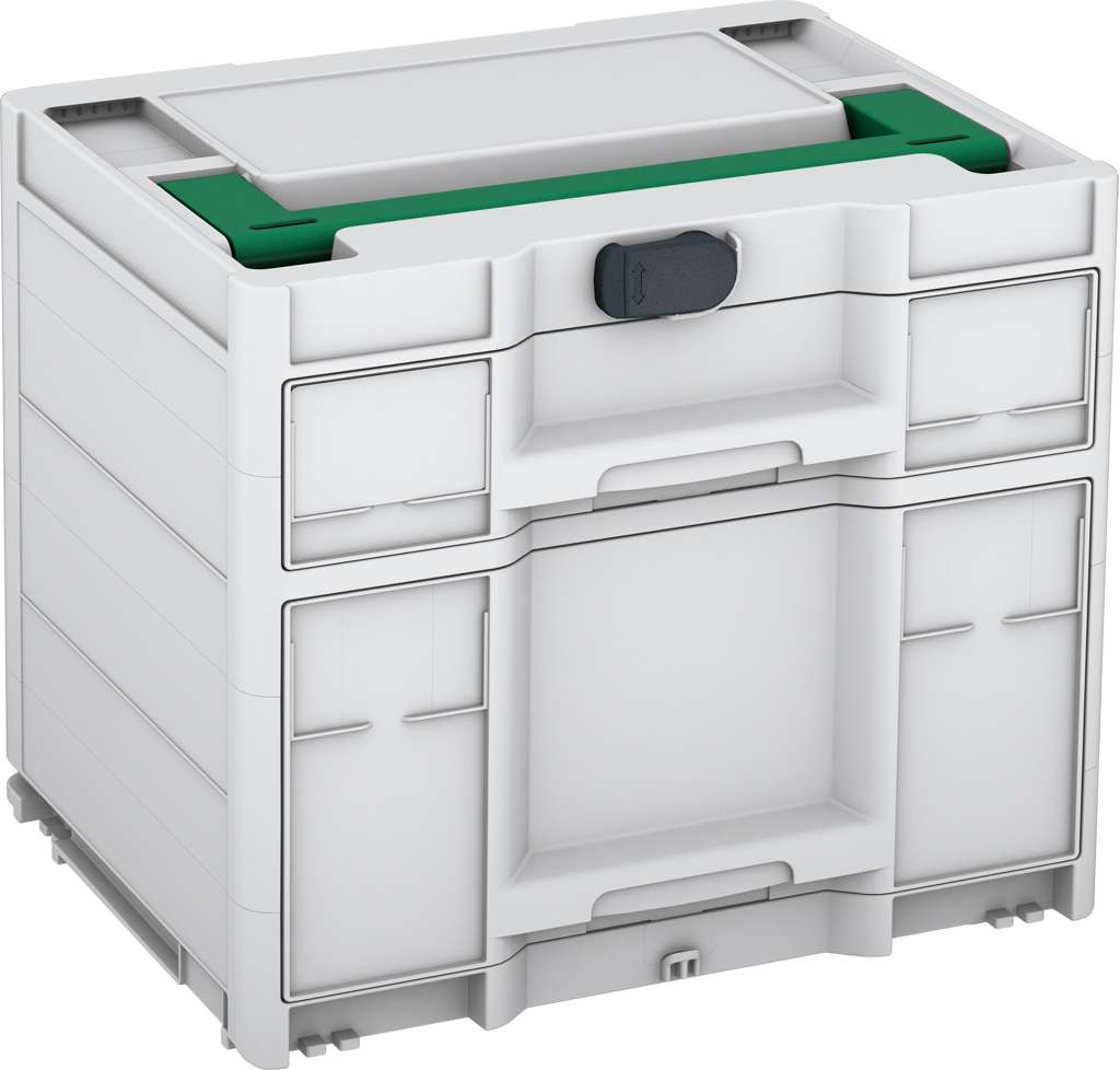Systainer³ Sortainer/2 M 337, Light Grey with Signal Green lid handle and Anthracite catches