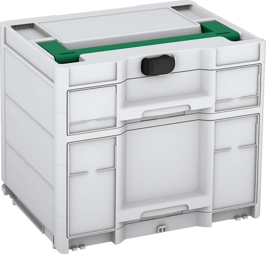 Systainer³ Sortainer/2 M 337, Light Grey with Signal Green lid handle and Black catches