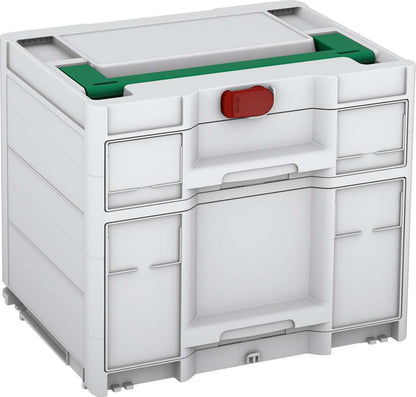 Systainer³ Sortainer/2 M 337, Light Grey with Signal Green lid handle and Carmine Red catches
