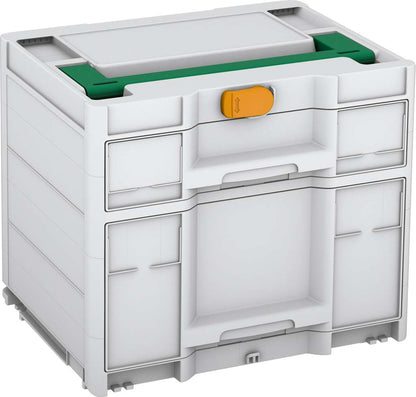 Systainer³ Sortainer/2 M 337, Light Grey with Signal Green lid handle and Daffodil Yellow catches