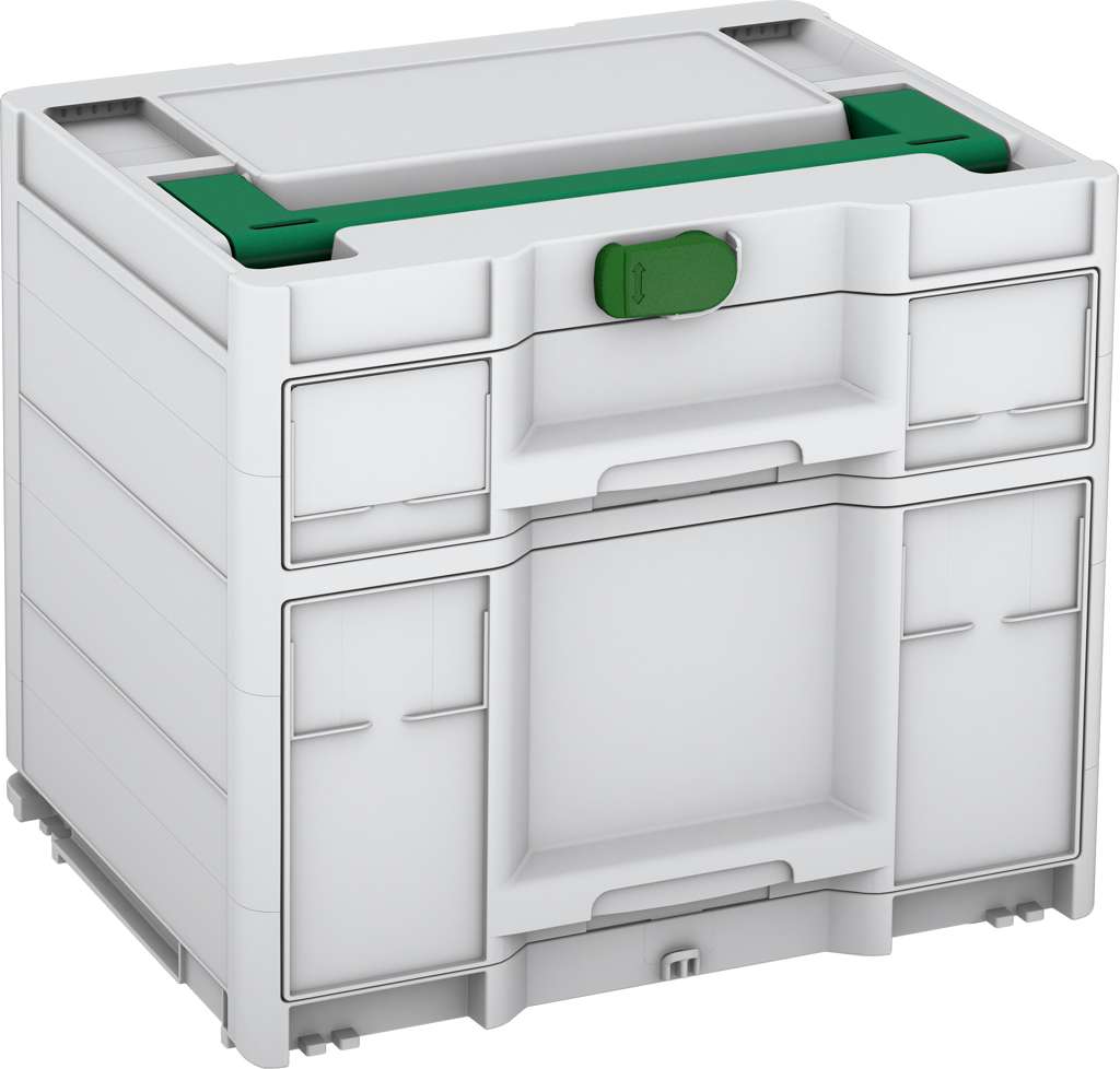 Systainer³ Sortainer/2 M 337, Light Grey with Signal Green lid handle and Emerald Green catches