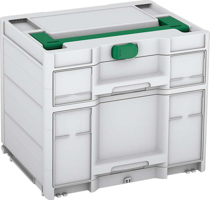 Systainer³ Sortainer/2 M 337, Light Grey with Signal Green lid handle and Signal Green catches