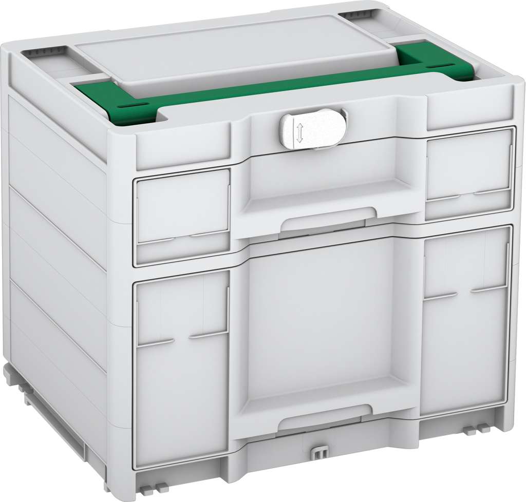 Systainer³ Sortainer/2 M 337, Light Grey with Signal Green lid handle and White catches