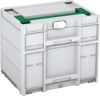 Systainer³ Sortainer/2 M 337, Light Grey with Signal Green lid handle and White catches