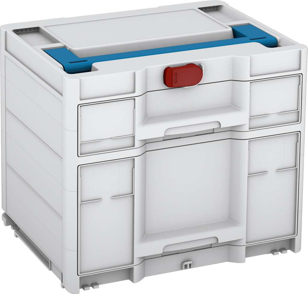Systainer³ Sortainer/2 M 337, Light Grey with Sky Blue lid handle and Carmine Red catches