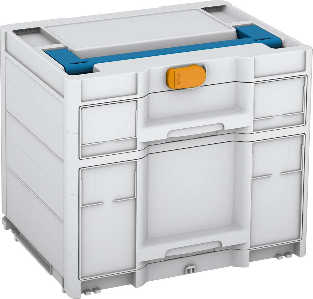 Systainer³ Sortainer/2 M 337, Light Grey with Sky Blue lid handle and Daffodil Yellow catches
