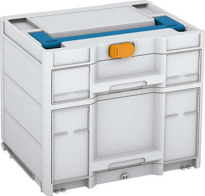 Systainer³ Sortainer/2 M 337, Light Grey with Sky Blue lid handle and Daffodil Yellow catches