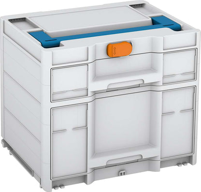 Systainer³ Sortainer/2 M 337, Light Grey with Sky Blue lid handle and Deep Orange catches
