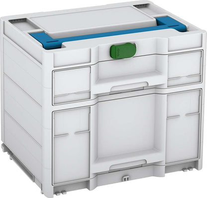 Systainer³ Sortainer/2 M 337, Light Grey with Sky Blue lid handle and Emerald Green catches