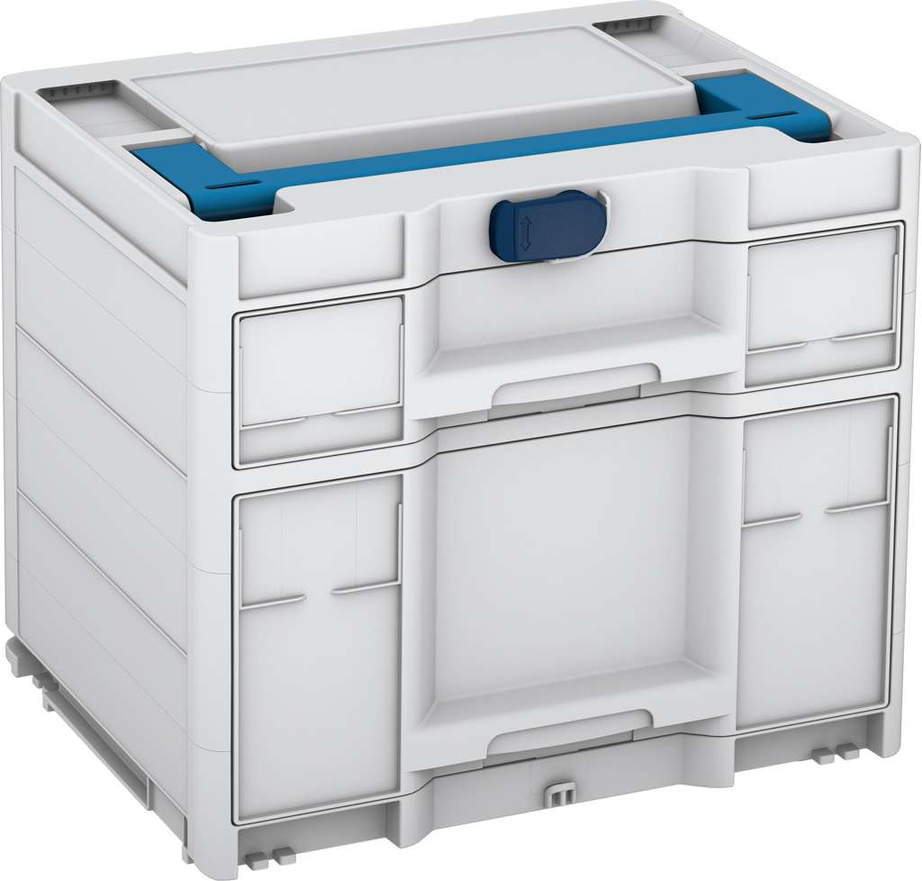 Systainer³ Sortainer/2 M 337, Light Grey with Sky Blue lid handle and Sapphire Blue catches