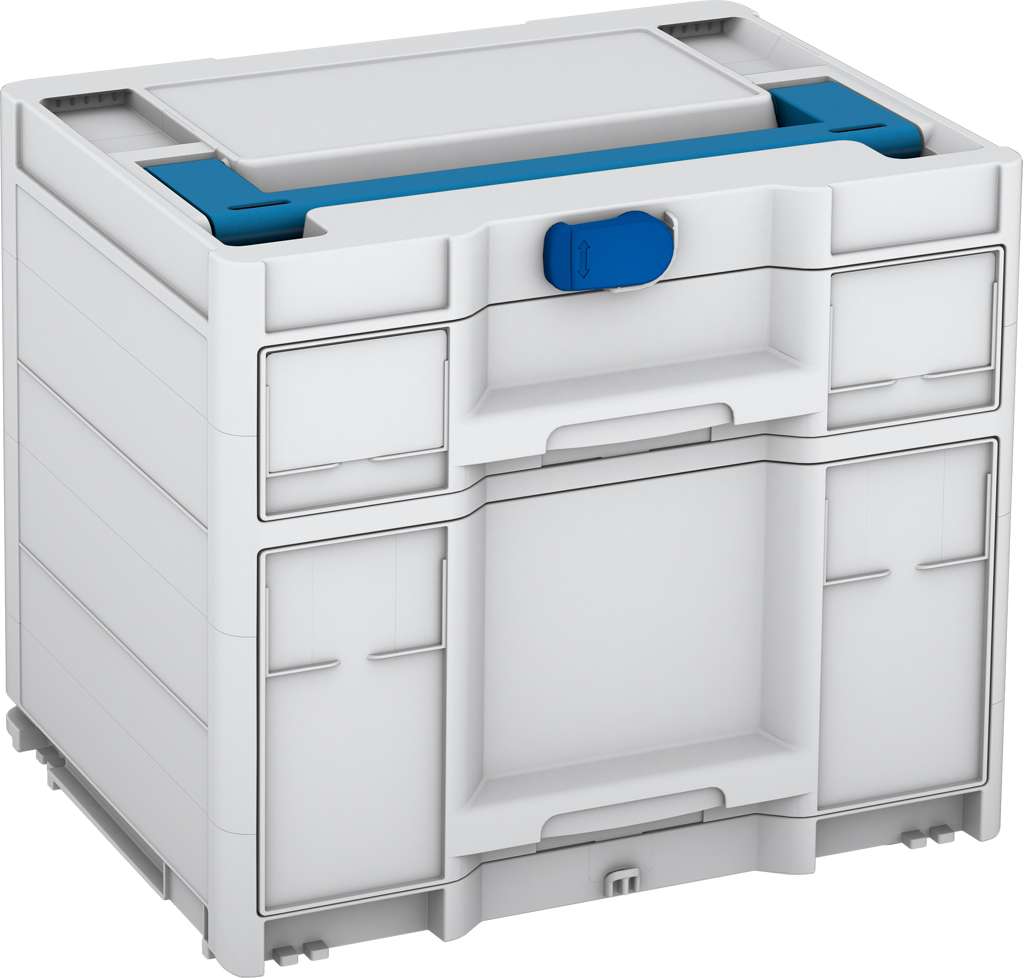 Systainer³ Sortainer/2 M 337, Light Grey with Sky Blue lid handle and Signal Blue catches