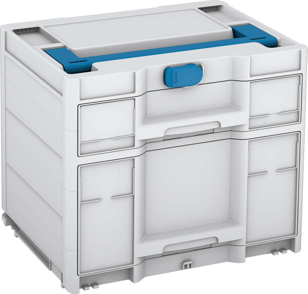 Systainer³ Sortainer/2 M 337, Light Grey with Sky Blue lid handle and Sky Blue catches