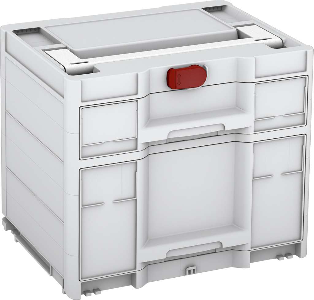 Systainer³ Sortainer/2 M 337, Light Grey with White lid handle and Carmine Red catches
