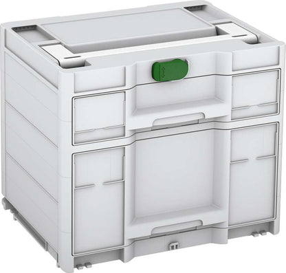 Systainer³ Sortainer/2 M 337, Light Grey with White lid handle and Emerald Green catches