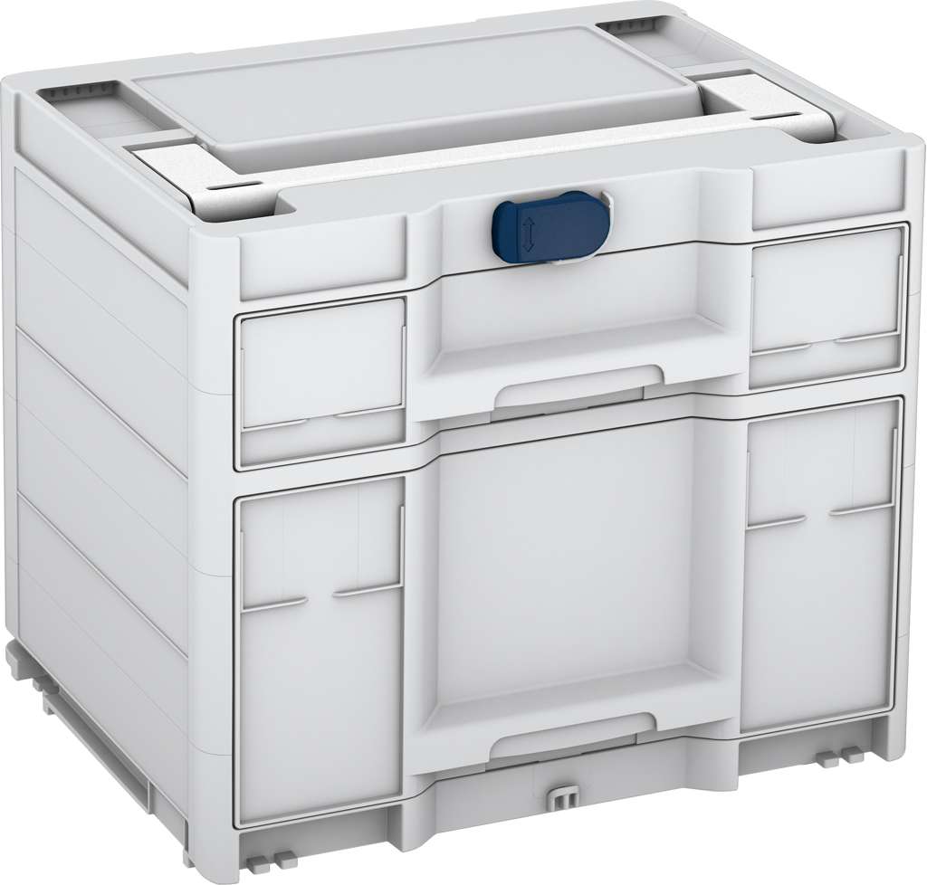 Systainer³ Sortainer/2 M 337, Light Grey with White lid handle and Sapphire Blue catches