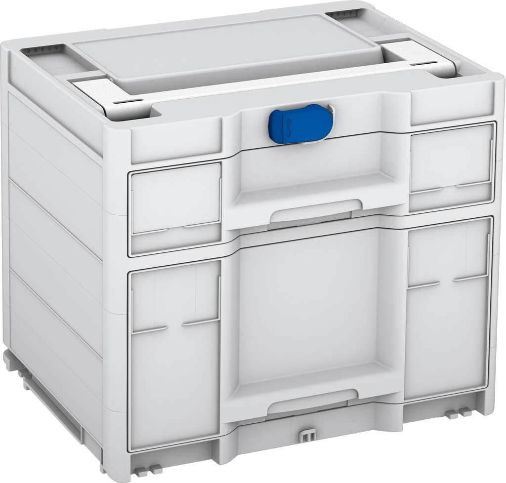 Systainer³ Sortainer/2 M 337, Light Grey with White lid handle and Signal Blue catches