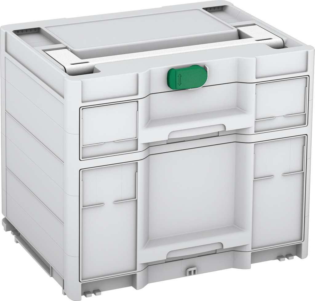 Systainer³ Sortainer/2 M 337, Light Grey with White lid handle and Signal Green catches