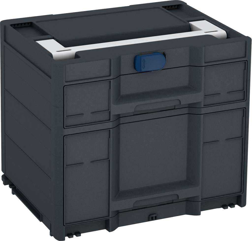 Systainer³ Sortainer/2 M 337, Anthracite with Light Grey lid handle and Sapphire Blue catches