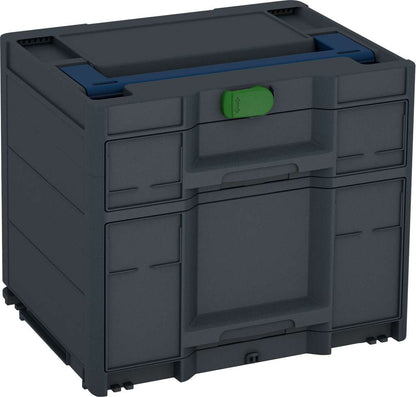Systainer³ Sortainer/2 M 337, Anthracite with Sapphire Blue lid handle and Emerald Green catches