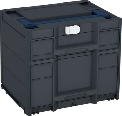 Systainer³ Sortainer/2 M 337, Anthracite with Sapphire Blue lid handle and Light Grey catches