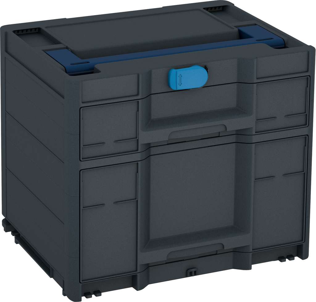 Systainer³ Sortainer/2 M 337, Anthracite with Sapphire Blue lid handle and Sky Blue catches