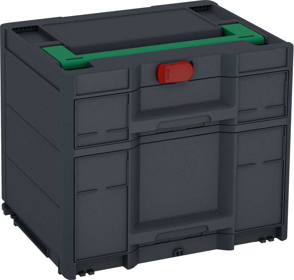 Systainer³ Sortainer/2 M 337, Anthracite with Signal Green lid handle and Carmine Red catches