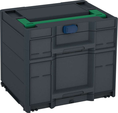 Systainer³ Sortainer/2 M 337, Anthracite with Signal Green lid handle and Sapphire Blue catches