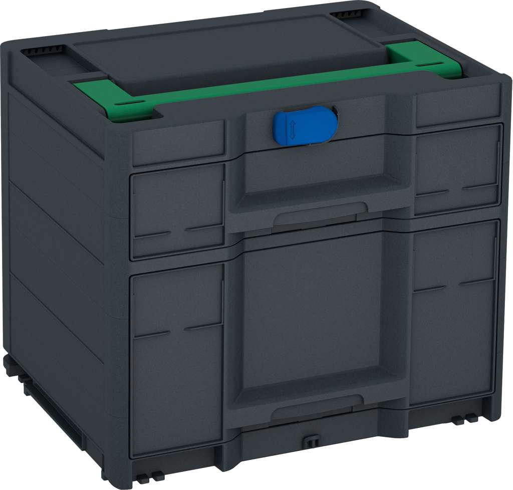 Systainer³ Sortainer/2 M 337, Anthracite with Signal Green lid handle and Signal Blue catches