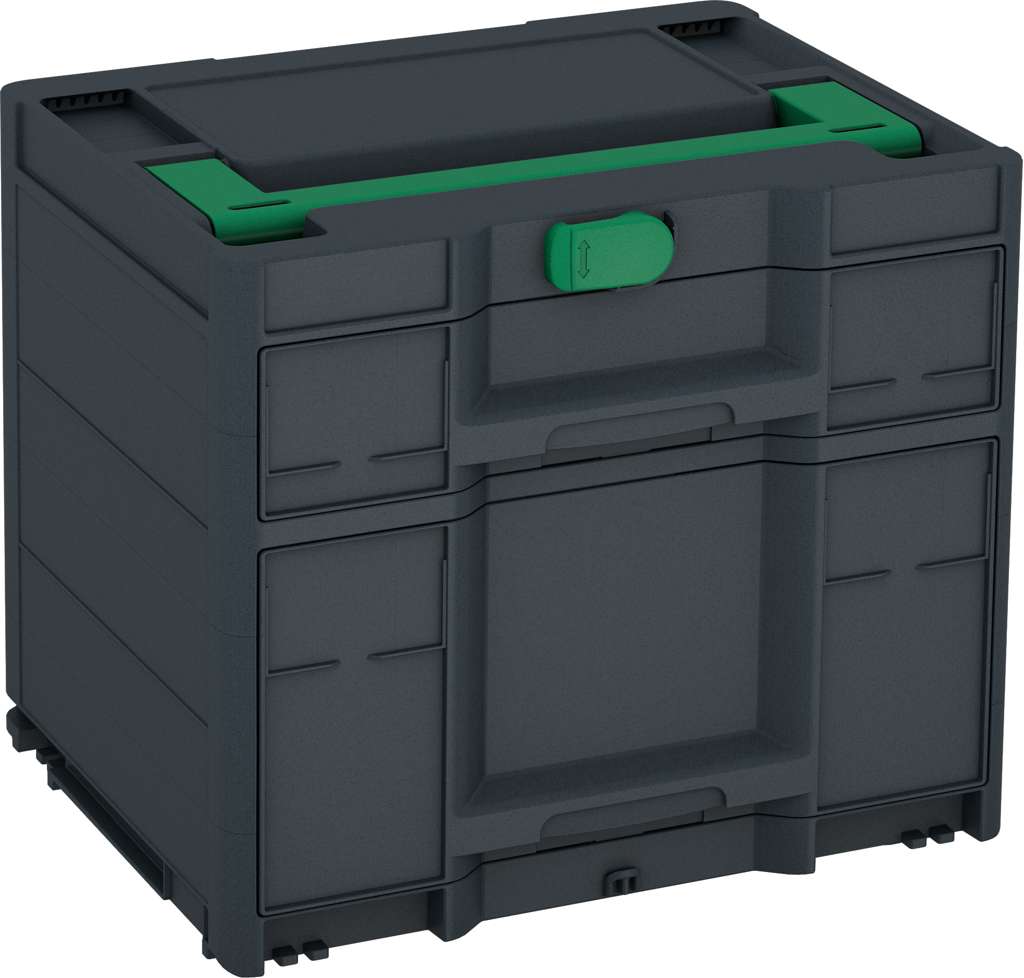 Systainer³ Sortainer/2 M 337, Anthracite with Signal Green lid handle and Signal Green catches