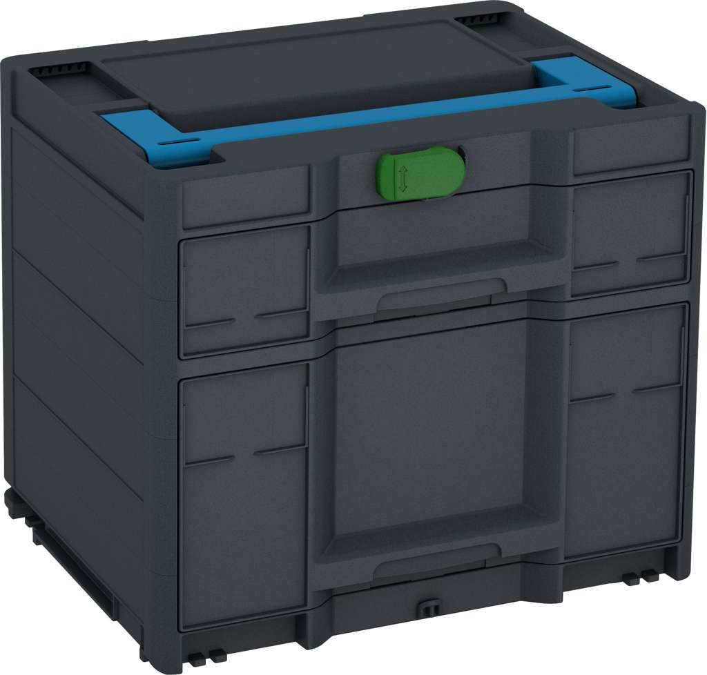 Systainer³ Sortainer/2 M 337, Anthracite with Sky Blue lid handle and Emerald Green catches