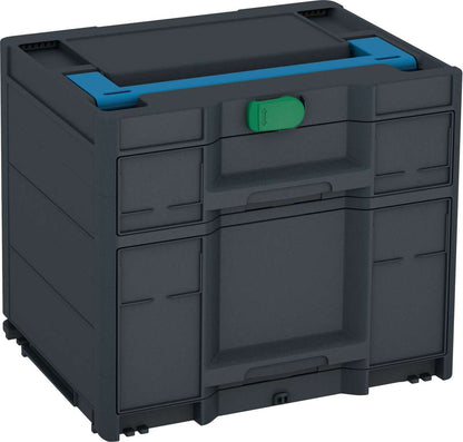 Systainer³ Sortainer/2 M 337, Anthracite with Sky Blue lid handle and Signal Green catches