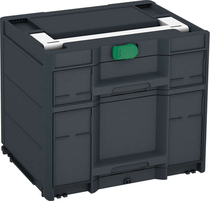 Systainer³ Sortainer/2 M 337, Anthracite with White lid handle and Signal Green catches