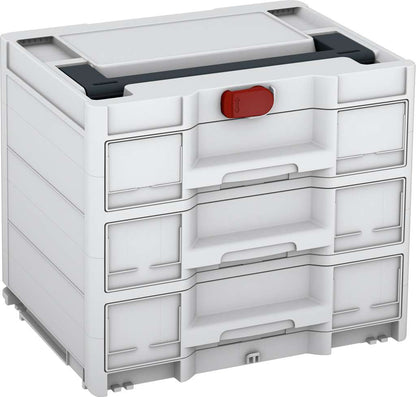 Systainer³ Sortainer/3 M 337, Light Grey with Anthracite lid handle and Carmine Red catches