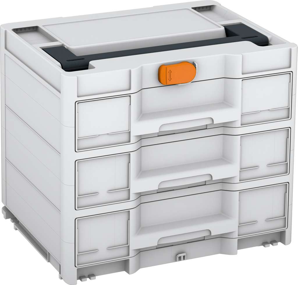 Systainer³ Sortainer/3 M 337, Light Grey with Anthracite lid handle and Deep Orange catches