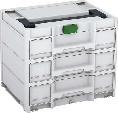 Systainer³ Sortainer/3 M 337, Light Grey with Anthracite lid handle and Emerald Green catches